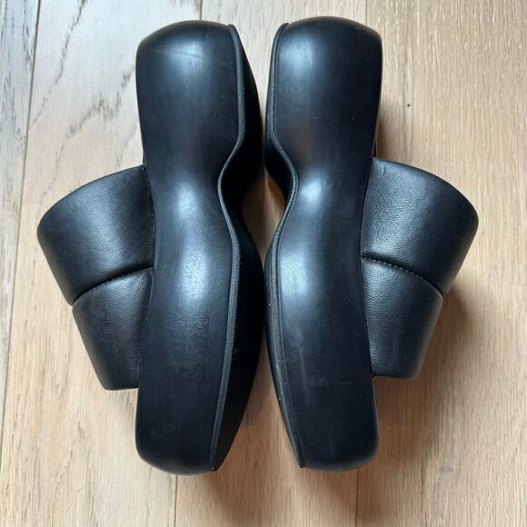 Seychelles Womens Black Leather Sandal Puffy Platform Slides Made in Italy Sz 10 - Picture 5 of 9